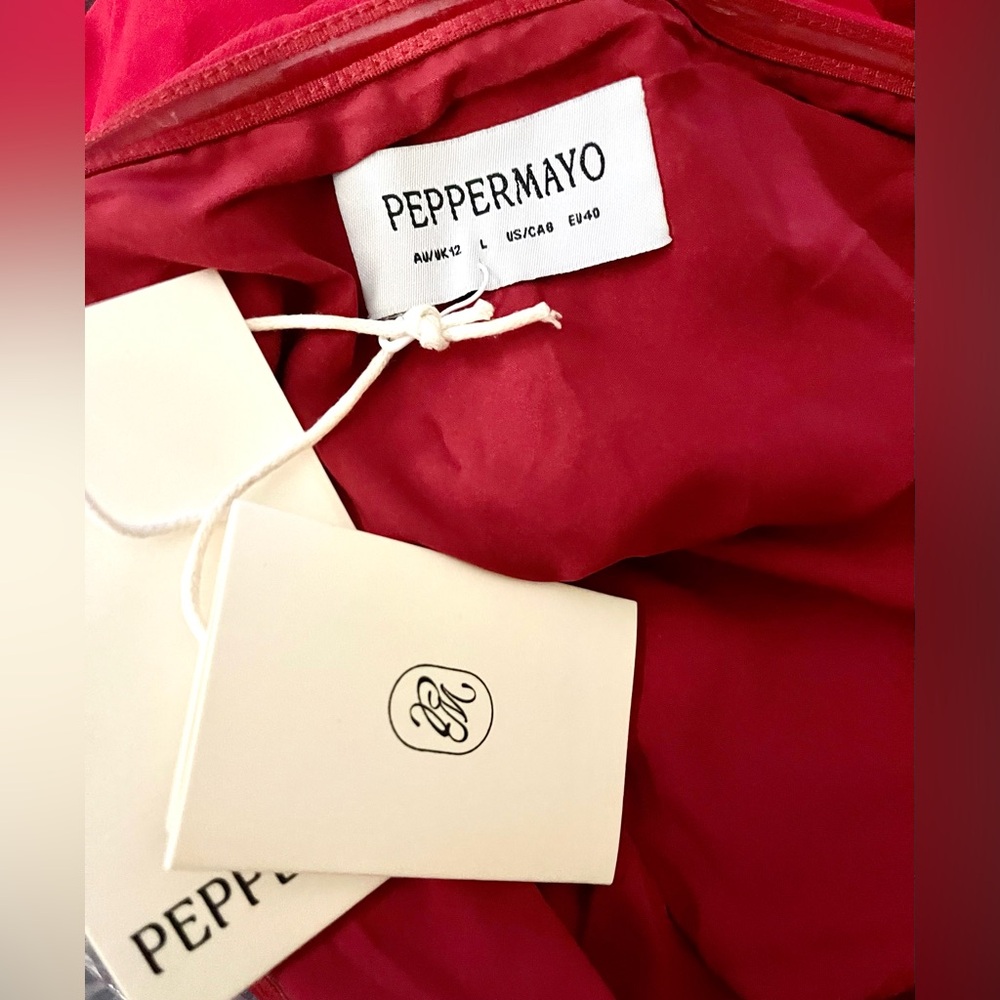 Peppermayo Dress Womens Large 8 Red Patsie Strapless Rosette Mini Party Cocktail - Picture 2 of 8